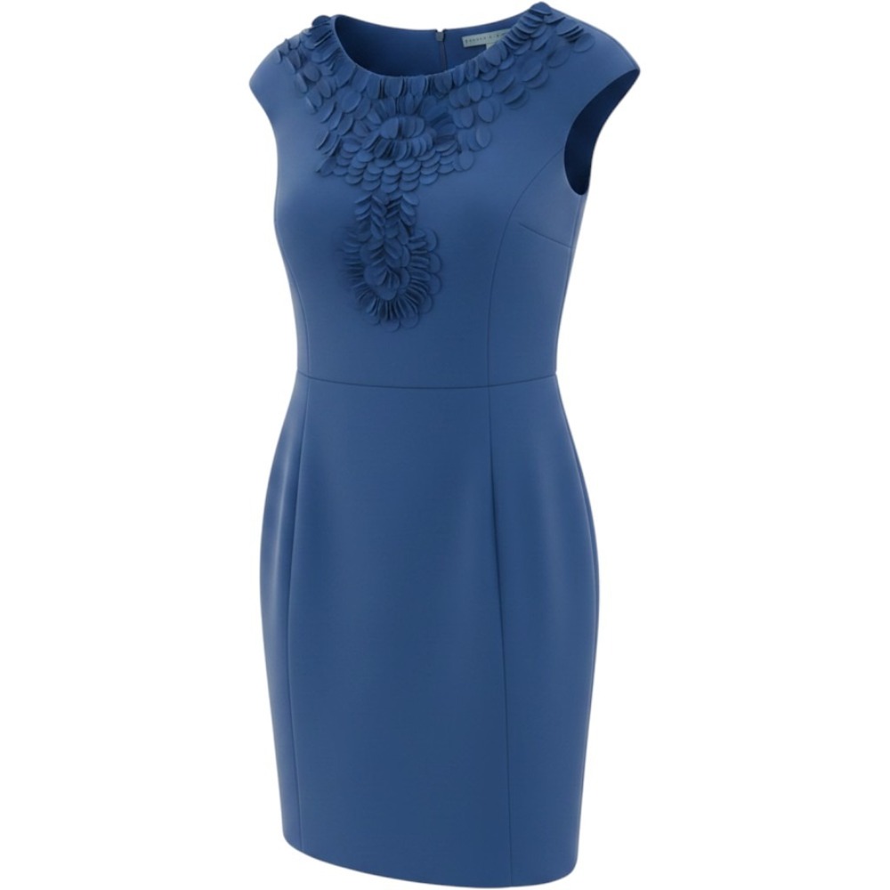 Antonio Melani Royal Blue Shift Dress with Elegant Floral Cutwork Detail Size 14